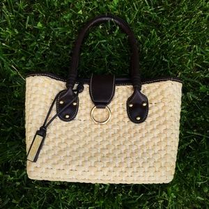CHAPS - Straw Purse with Leather Straps